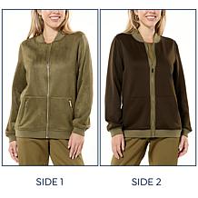 "As Is" Joy CleanBoss Luxurious Faux Suede Reversible Bomber Jacket