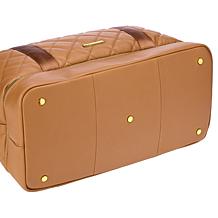 "As Is" Joy First Class Luxury Leather Quilted Double Decker Weekender
