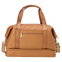 "As Is" Joy First Class Luxury Leather Quilted Double Decker Weekender
