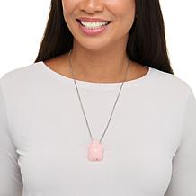 "As Is" KALIFANO Carved Gemstone Turtle 30" Stainless Steel Necklace