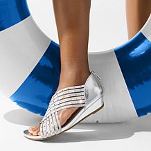 "As Is" Kenneth Cole Reaction Gigi Jeweled Stretch X-Band Wedge Sandal