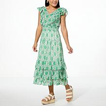 "As Is" Lacey Chabert V-neck Flutter Sleeve Dress