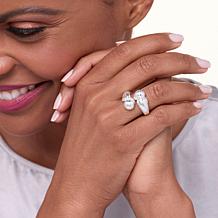 "As Is" MarlaWynne CZ-Accented Brushed Finish Bypass Ring