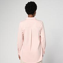 "As Is" MarlaWynne Hi-Low Tunic Shirt with Side Seam Gussets