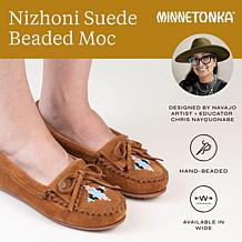 "As Is" Minnetonka® Nizhoni Hand-Beaded Suede Moccasin