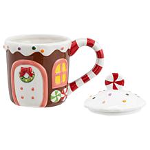 "As Is" Mr. Christmas Set of 2 Gingerbread Holiday Mugs with Lids