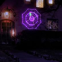 "As Is" Mr. Halloween 48" Purple/Green Animated LED Spider Web