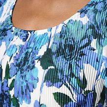 "As Is" Nina Leonard 3/4 Balloon Sleeve Round Neck Chiffon Dress