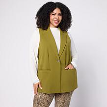 "As Is" Nina Leonard Collared Vest with Pockets