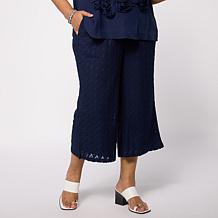 "As Is" Nina Leonard Cropped Novelty Lace Culotte Pant