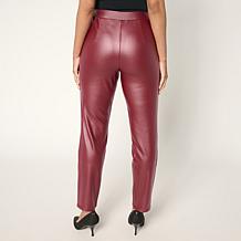 "As Is" Nina Leonard Elastic Waist Faux Leather Narrow Pant