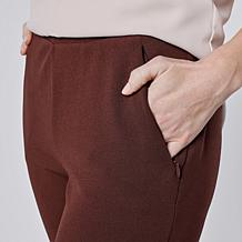 "As Is" Nina Leonard Elastic Waist Slim Leg Pant with Invisible Zip...