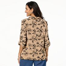 "As Is" Nina Leonard Embroidered Button Front Blouse