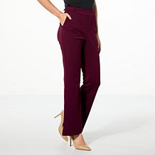 "As Is" Nina Leonard Flared-Leg Pant with Buckle Detail