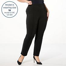 "As Is" Nina Leonard Hi-Tech Metallic Crepe Pull-On Narrow-Leg Pant