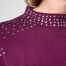 "As Is" Nina Leonard Long Sleeve Mock Neck Fit and Flare Sweater Dress