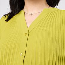 "As Is" Nina Leonard Mandarin Collar Placket Shirt