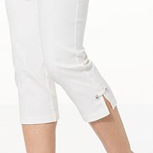 "As Is" Nina Leonard Millennium Crop Pant with Crystal Button Detail