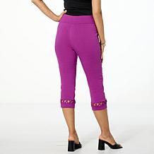 "As Is" Nina Leonard Millennium Crop Pant with X-Strap Detail