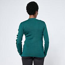 "As Is" Nina Leonard Mock Neck Long-Sleeve Ribbed Sweater