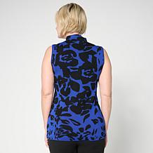 "As Is" Nina Leonard Printed Mock Neck Sweater Tank