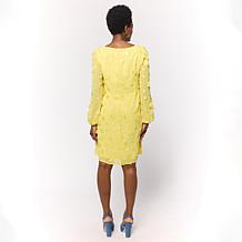 "As Is" Nina Leonard Round Neck Long Balloon Sleeve Float Dress