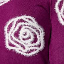 "As Is" Nina Leonard Round Neck Sweater with 3D Flowers