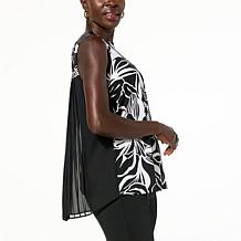"As Is" Nina Leonard Sleeveless Pleated-Back Top