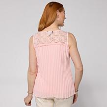 "As Is" Nina Leonard Sleeveless Pleated Chiffon Top