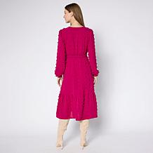 "As Is" Nina Leonard Smocked Waist Surplice Dress