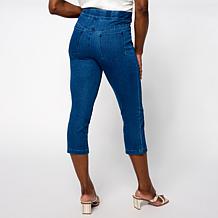 "As Is" Nina Leonard Stretch Denim Knit Cropped Pant