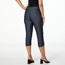 "As Is" Nina Leonard Stretch Twill "Denim" Cropped Pant