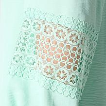 "As Is" Nina Leonard Textured Wave Balloon Sleeve V-Neck Top
