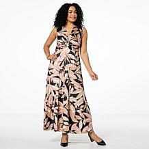 Nina Leonard Stretch Linen Sleeveless V-Neck Sheath Dress | HSN
