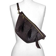 "As Is" P. Nash Tinchi Leather Feather-Accented Convertible Belt Bag