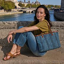 "As Is" Patricia Nash Nadine Stonewashed Denim Satchel Handbag