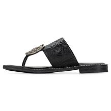 "As Is" Patricia Nash Niki Leather Compass Medallion Sandal