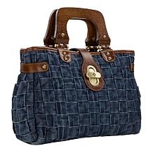 "As Is" Patricia Nash Sansia Woven Straw Satchel - Denim