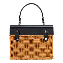 "As Is" Patricia Nash Vienne Top Handle Wicker Satchel with Scarf
