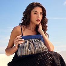 "As Is" Patricia Nash Zelia Sequin Fabric & Leather Frame Clutch