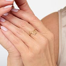 "As Is" Rarities .18ctw Champagne Diamond Gold-Plated Star Bypass Ring