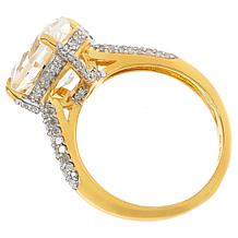 "As Is" Rarities Cushion-Cut Gemstone and Diamond Gold-Plated Ring