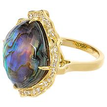 "As Is" Rarities Gold-Plated Cushion Gemstone and White Zircon Ring