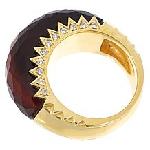 "As Is" Rarities Gold-Plated Gemstone & White Zircon Zigzag Ring