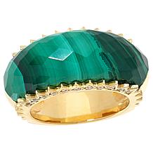 "As Is" Rarities Gold-Plated Gemstone & White Zircon Zigzag Ring