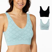 "As Is" Rhonda Shear 2-pack Diamond Knit Seamless Ahh Bra