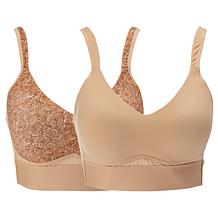 "As Is" Rhonda Shear 2-pack Molded Cup Bra with Cross Back Mesh Detail