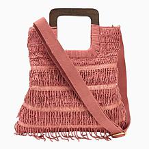 "As Is" Sharif Legacy Beaded Raffia Convertible Fringe Tote/Crossbo...