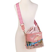 "As Is" Sharif Legacy Colorful Leather Flower Pot Drawstring Crossb...