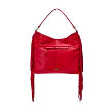 "As Is" Sharif Legacy Cougar Eyelet Pebble Leather Fringe Hobo